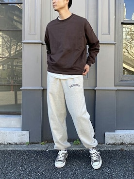 「BROOKLYN OVERALL（ブルックリンオーバーオール）のアイテム」を使った、ニコルさん（メンズ・178cm）の冬コーディネート