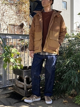 「BROOKLYN OVERALL（ブルックリンオーバーオール）のアイテム」を使った、ニコルさん（メンズ・178cm）の冬コーディネート