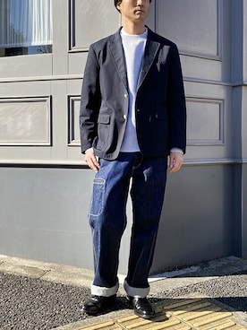 「BROOKLYN OVERALL（ブルックリンオーバーオール）のアイテム」を使った、ニコルさん（メンズ・178cm）の冬コーディネート