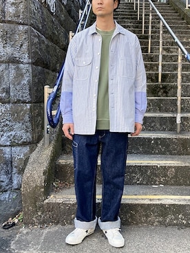 「BROOKLYN OVERALL（ブルックリンオーバーオール）のアイテム」を使った、ニコルさん（メンズ・178cm）の冬コーディネート