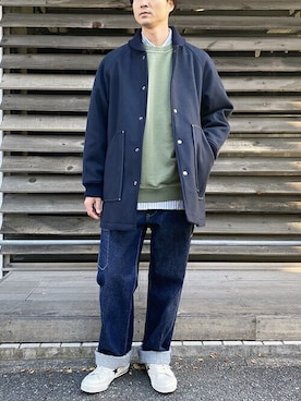 「ワーク」｜「アイテム（スタジャン）」を使った、ニコルさん（メンズ・178cm）の冬コーディネート