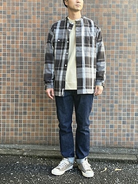 「BROOKLYN OVERALL（ブルックリンオーバーオール）のアイテム」を使った、ニコルさん（メンズ・178cm）の冬コーディネート