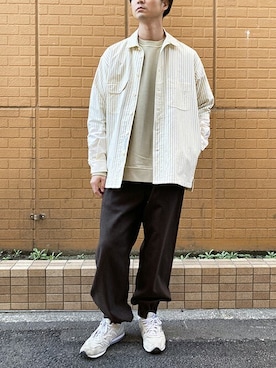 「BROOKLYN OVERALL（ブルックリンオーバーオール）のアイテム」を使った、ニコルさん（メンズ・178cm）の冬コーディネート