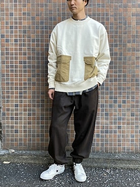 「BROOKLYN OVERALL（ブルックリンオーバーオール）のアイテム」を使った、ニコルさん（メンズ・178cm）の冬コーディネート