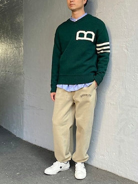 「BROOKLYN OVERALL（ブルックリンオーバーオール）のアイテム」を使った、ニコルさん（メンズ・178cm）の冬コーディネート