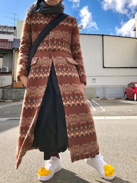 「袴パンツ」｜「アイテム（ピーコート）」を使った、つっちーさん（メンズ・164cm）の冬コーディネート