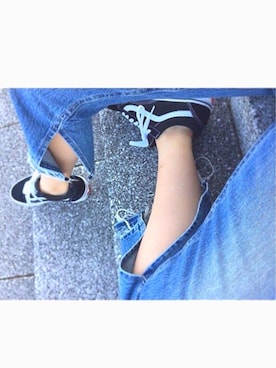 「VANS（バンズ）のVANS ヴァンズ OLD SKOOL DX オールドスクール DX V36CL+ BLACK（スニーカー、ブラック系）」を使った、Kさん（レディース・163cm）の夏コーディネート