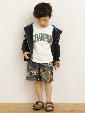 「Champion（チャンピオン）のアイテム」を使った、DOORS KIDSさん（キッズ・100cm）の夏コーディネート
