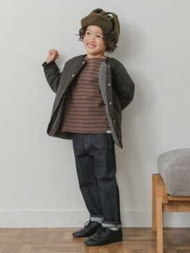 「FORK&SPOON」｜「アイテム（その他アウター）」を使った、DOORS KIDSさん（キッズ・109cm）の秋コーディネート