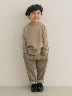 「FORK&SPOON」｜「アイテム（ハンチング/ベレー帽）」を使った、DOORS KIDSさん（キッズ・102cm）の秋コーディネート