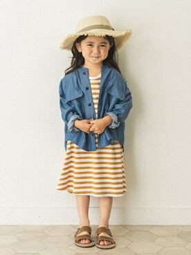 「アイテム（デニムジャケット）」を使った、DOORS KIDSさん（キッズ・102cm）の春コーディネート