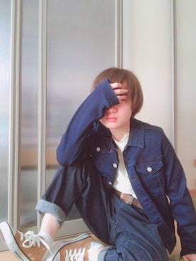 「ドラフトリーバイス」｜「アイテム（デニムジャケット）」を使った、y u n .さん（レディース・158cm）の冬コーディネート