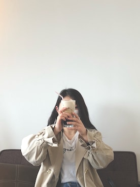 「アニエスベー」｜「アイテム（トレンチコート）」を使った、k.kさん（レディース・154cm）の春コーディネート