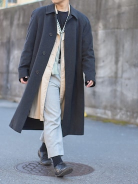 「TAKEO KIKUCHI（タケオキクチ）のアイテム（その他アウター）」を使った、YUKIYAさん（メンズ・169cm）の冬コーディネート