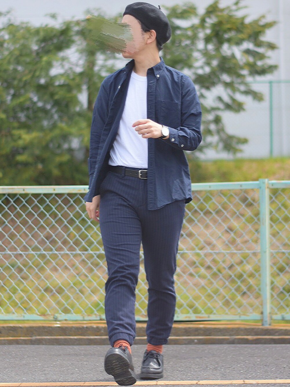 「平成最後のWEARISTAセンバツ、フレンチカジュアル、きれいめカジュアル、革靴、タックイン、ZOZO公認ユーザー、ベレー帽、春コーデ、キレイめ、大人カジュアル」｜「KLEMANの＜KLEMAN＞ PADRE/シューズ（モカシン/デッキシューズ、ブラック系）」を使った、YUKIYAさん（メンズ・169cm）の春コーディネートの1枚目の写真
