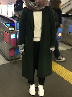 「archives（アルシーヴ）のアイテム（チェスターコート）」を使った、rinrinさん（レディース・162cm）の冬コーディネート
