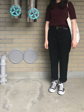 「CONVERSE（コンバース）のconverse（コンバース） ALL STAR OX（オールスターOX）（スニーカー）」を使った、rinrinさん（レディース・162cm）の夏コーディネート