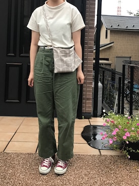 「カーキパンツ」｜rinrinさん（レディース・162cm）の夏コーディネート