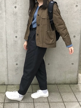 「アイテム（ニット/セーター、ブルー系）」を使った、rinrinさん（レディース・162cm）の秋コーディネート