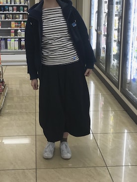「黒スカート」｜「アイテム（ブルゾン）」を使った、rinrinさん（レディース・162cm）の冬コーディネート
