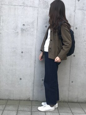 「黒リュック」｜「アイテム（カバーオール）」を使った、rinrinさん（レディース・162cm）の春コーディネート