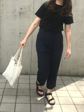 「8seconds（エイトセカンズ）のアイテム（スラックス）」を使った、rinrinさん（レディース・163cm）の夏コーディネート