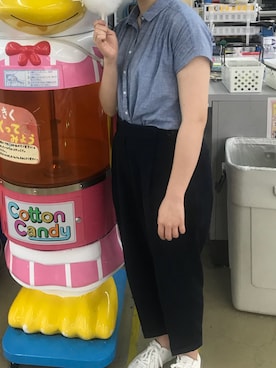 「8seconds（エイトセカンズ）のアイテム（スラックス）」を使った、rinrinさん（レディース・163cm）の夏コーディネート