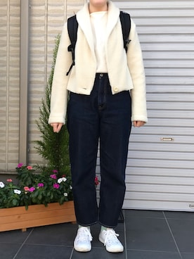「黒リュック」｜「アイテム（チェスターコート）」を使った、rinrinさん（レディース・163cm）の秋コーディネート