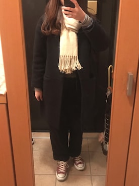 「黒パンツ」｜rinrinさん（レディース・163cm）の冬コーディネート