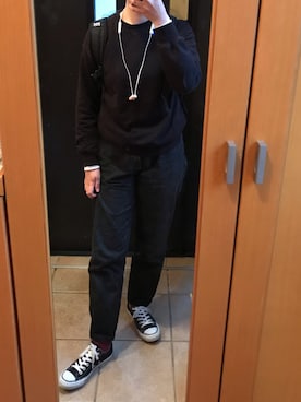 「黒リュック」｜「アイテム（スウェット）」を使った、rinrinさん（レディース・163cm）の夏コーディネート