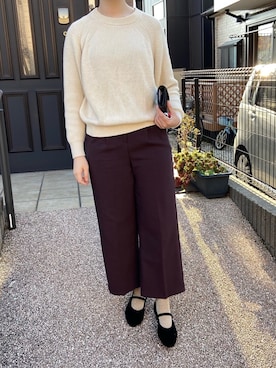 「センタープレスパンツ」｜「アイテム（その他シューズ）」を使った、rinrinさん（レディース・162cm）の春コーディネート