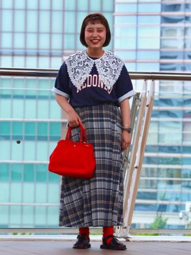 「カレッジT」｜coen  ナカノさん（レディース・154cm）の春コーディネート