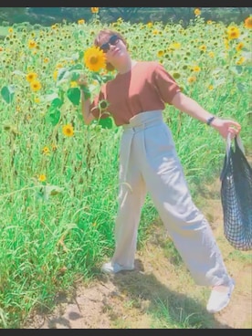 「ひまわり畑」｜「アイテム（スリッポン）」を使った、moさん（レディース・159cm）の夏コーディネート