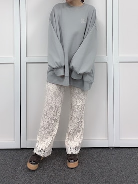 「サックスブルー」｜「アイテム（その他シューズ）」を使った、risa☻さん（レディース・155cm）の秋コーディネート