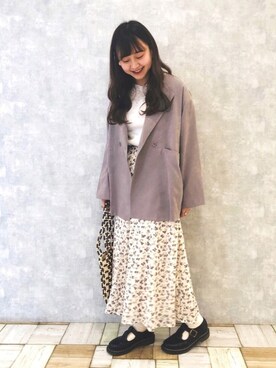 「クリスプ」｜「アイテム（ノーカラージャケット）」を使った、kanaさん（レディース・156cm）の春コーディネート