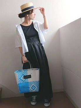 「LOWRYS FARM（ローリーズファーム）のショートＣＰＯシャツ　841006（シャツ/ブラウス）」を使った、RRUmamaさん（レディース・157cm）の夏コーディネート