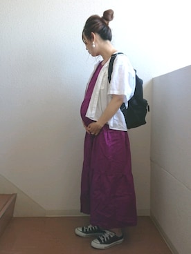 「LOWRYS FARM（ローリーズファーム）のショートＣＰＯシャツ　841006（シャツ/ブラウス）」を使った、RRUmamaさん（レディース・157cm）の夏コーディネート