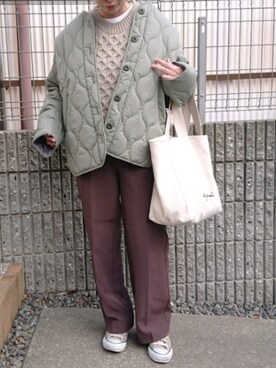 「A part by（アパートバイ）のアイテム（その他アウター）」を使った、RRUmamaさん（レディース・157cm）の冬コーディネート