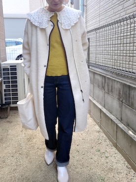 「マスタード」｜「アイテム（ブルゾン）」を使った、RRUmamaさん（レディース・157cm）の冬コーディネート