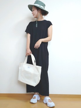 「SLOBE IENA（スローブイエナ）のアイテム（ハット）」を使った、RRUmamaさん（レディース・157cm）の夏コーディネート