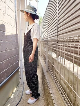 「SLOBE IENA（スローブイエナ）のアイテム（ハット）」を使った、RRUmamaさん（レディース・157cm）の夏コーディネート