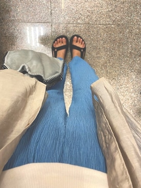 「Ray BEAMS（レイビームス）のRay BEAMS / ワッシャー イージー パンツ（その他パンツ、ブルー系）」を使った、Lilyさん（レディース・170cm）の夏コーディネート