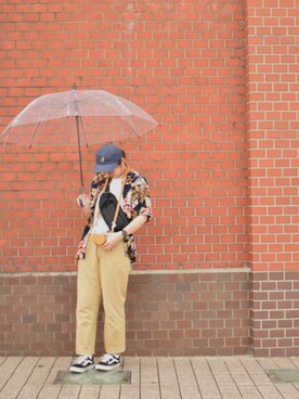 「KANGOL（カンゴール）のアイテム（キャップ、ブラック系）」を使った、さえさん（レディース・160cm）の夏コーディネート