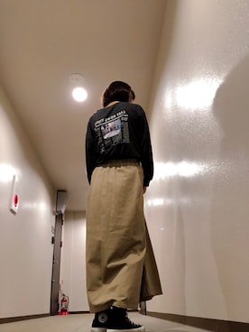 「しまむら（シマムラ）のアイテム（Tシャツ/カットソー、ブラック系）」を使った、さえさん（レディース・160cm）の秋コーディネート