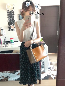 「アイテム（バングル/リストバンド）」を使った、m.shanさん（レディース・167cm・20代）の夏コーディネート
