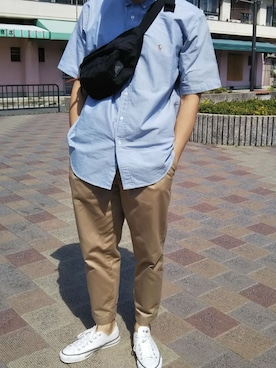 「DANTON（ダントン）のアイテム（チノパンツ）」を使った、N style さん（メンズ・173cm）の春コーディネート