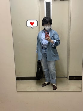 「水色」｜「アイテム（テーラードジャケット）」を使った、さとうさん（レディース・153cm）の春コーディネート
