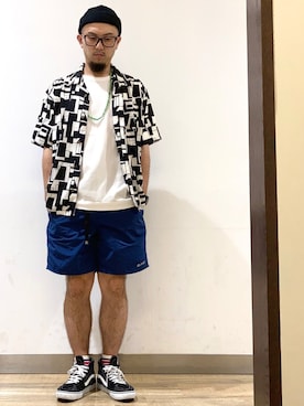 「CAMP7（キャンプセブン）のアイテム（パンツ）」を使った、Hironobu Kirikiさん（メンズ・171cm）の夏コーディネート