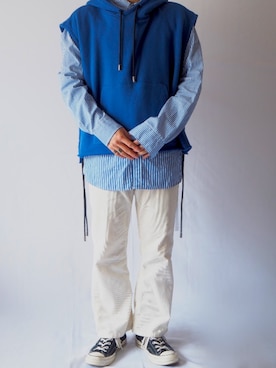 「RYO TAKASHIMA（リョウタカシマ）のアイテム（ベスト）」を使った、TERAさん（メンズ・162cm）の春コーディネート