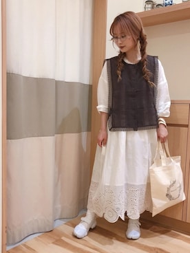 Samansa Mos2 サマンサ モスモス の インド綿裾スカラップ前後着ワンピース ワンピース Wear